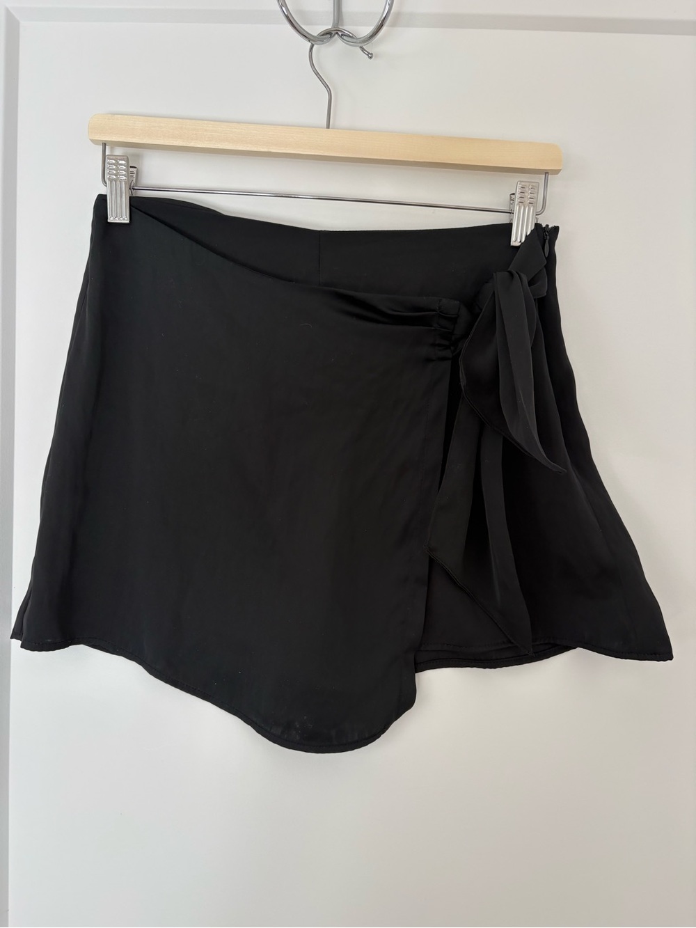 Zara Black Wrap Skort with Side Tie Detail